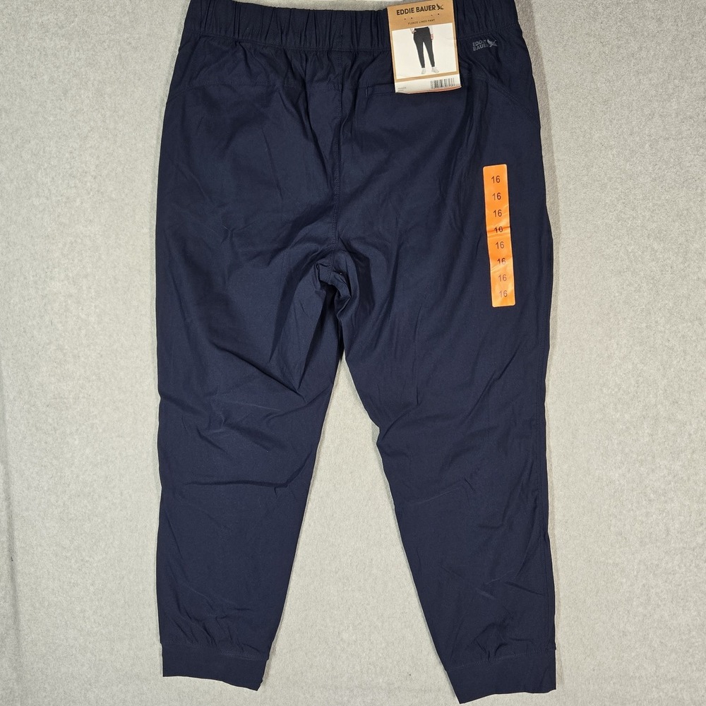 Eddie Bauer Women Pants 16 Navy Nylon Polyester Jogger Fleeced Lined